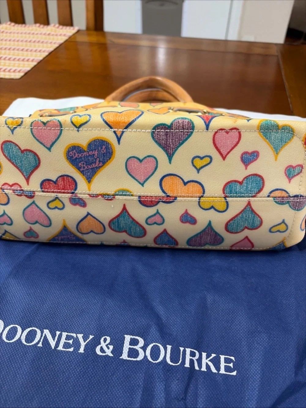 Dooney & Bourke Yellow Multicolor Heart Tote